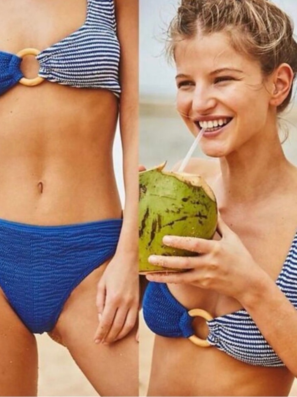 Cleonie Free People Oceania kini crinkle bikini top